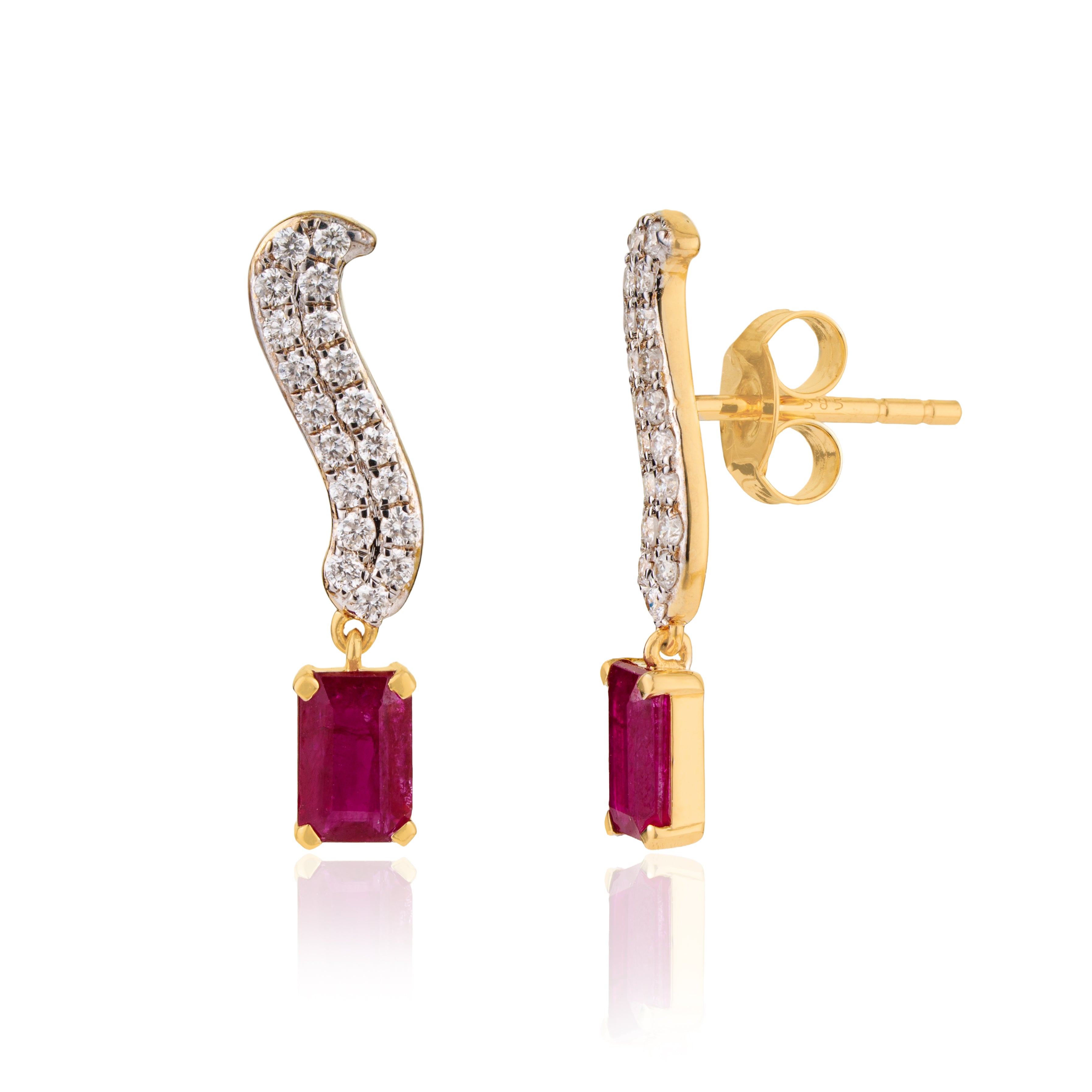 Ruby Drop Diamond Earrings
