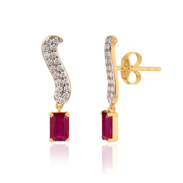 Ruby Drop Diamond Earrings