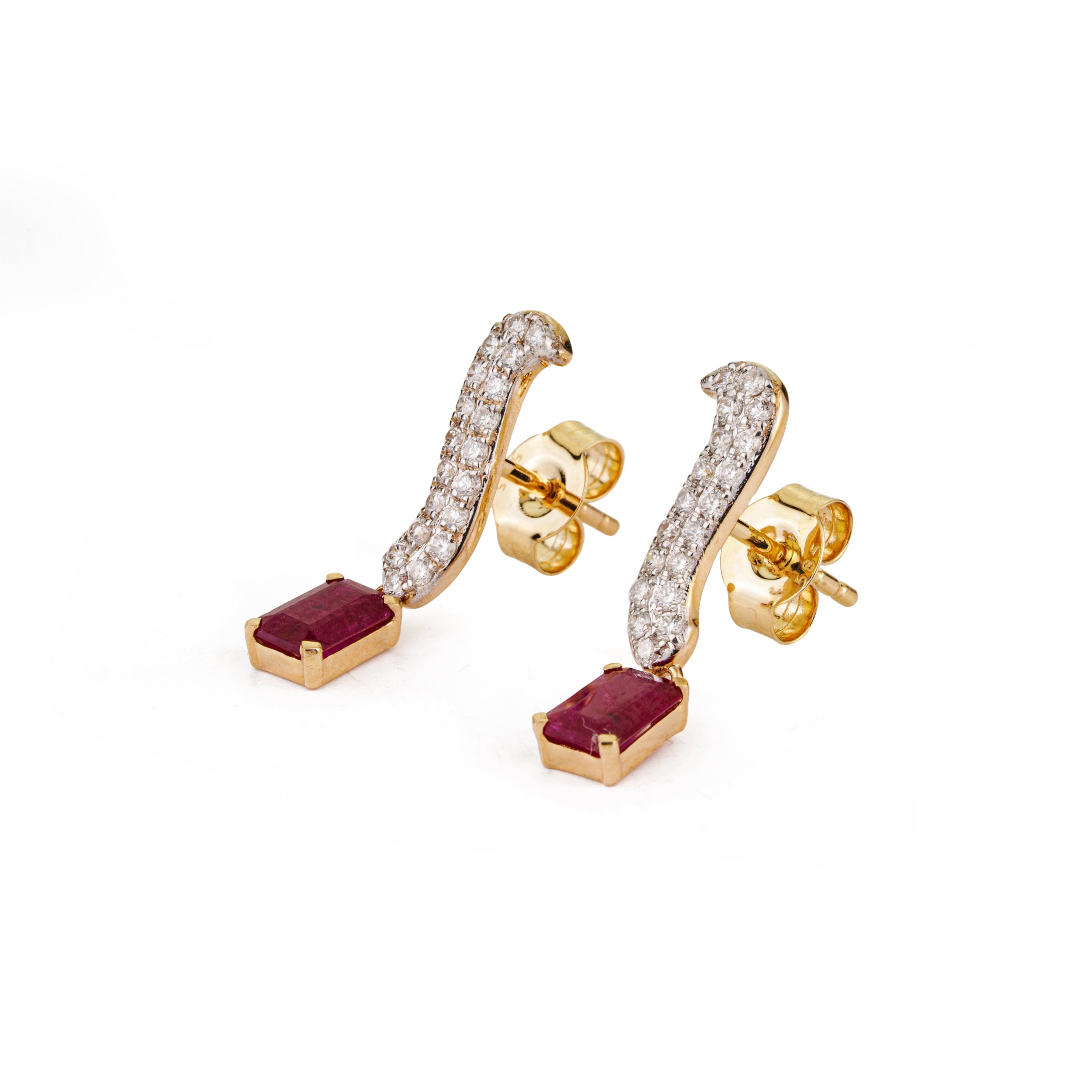 Ruby Drop Diamond Earrings