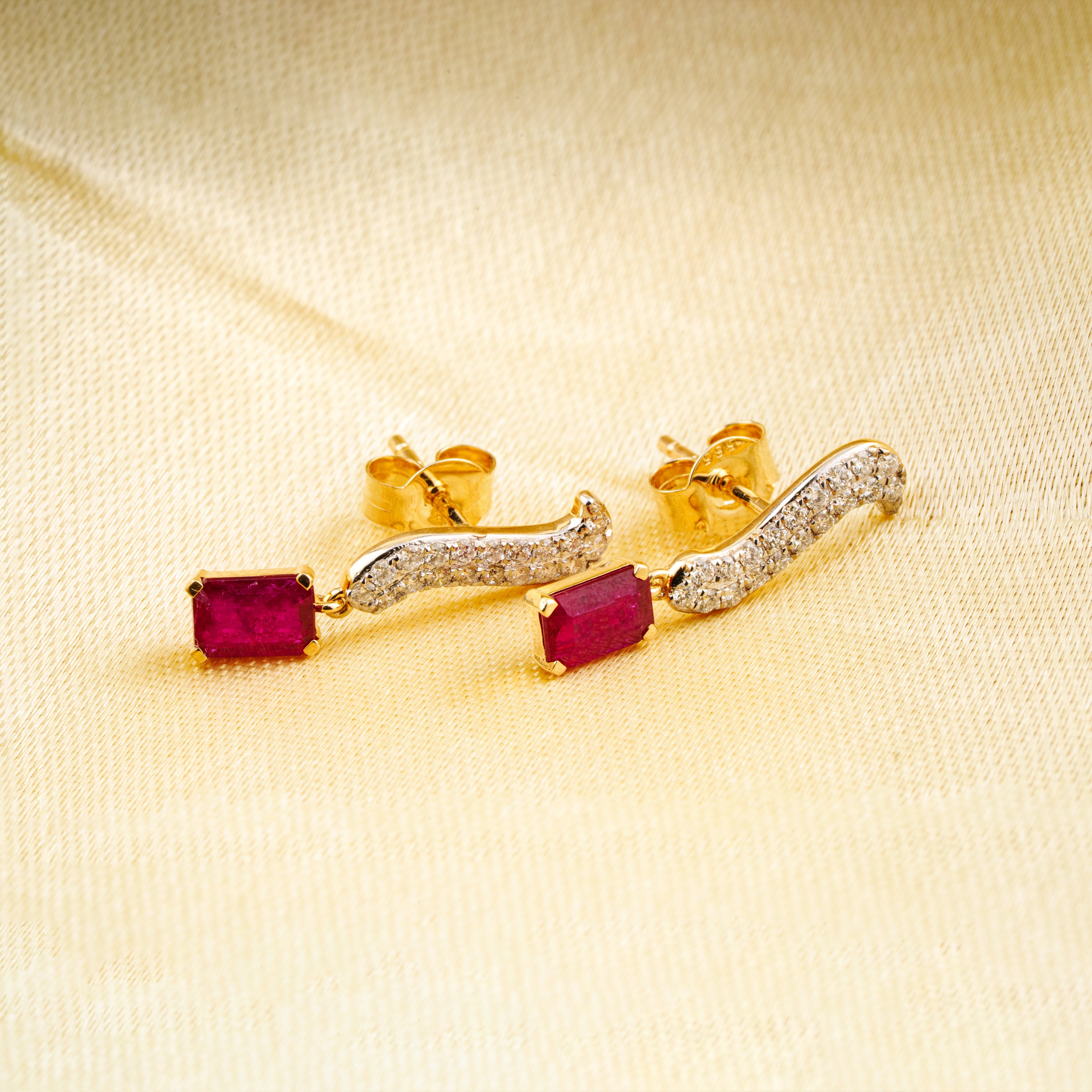 Ruby Drop Diamond Earrings