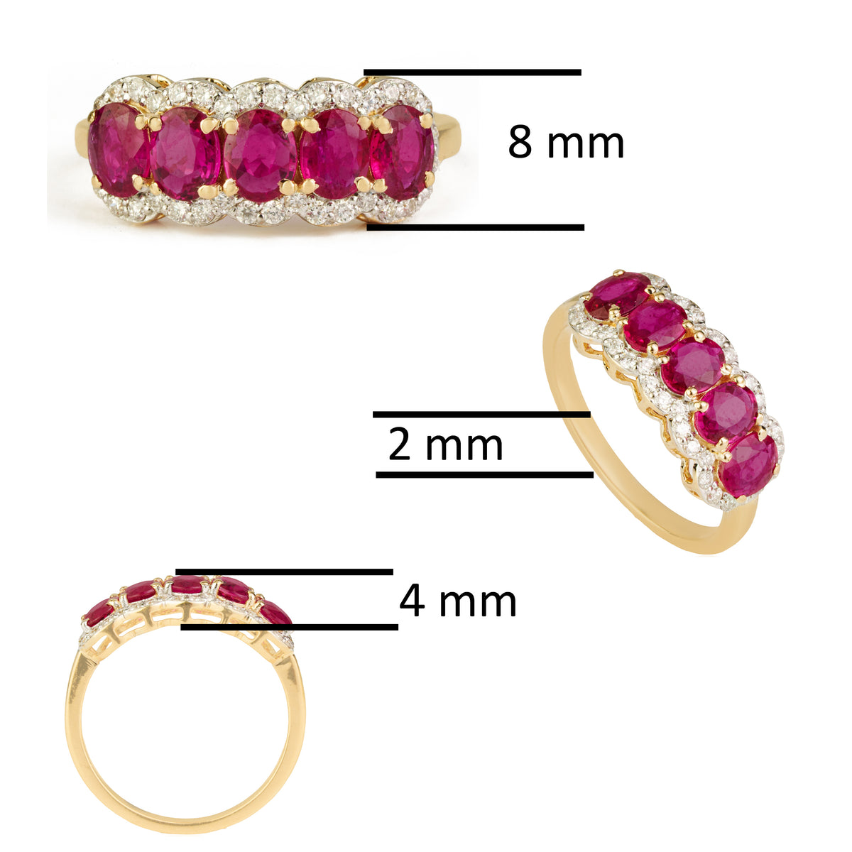 Ruby Diamond Half Eternity Ring
