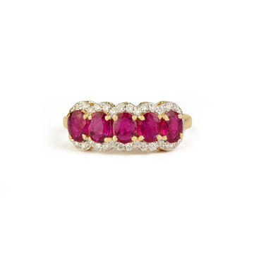 Ruby Diamond Half Eternity Ring