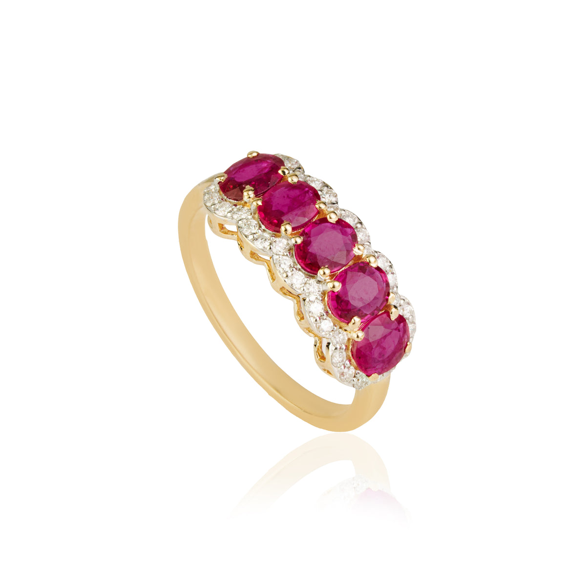 Ruby Diamond Half Eternity Ring