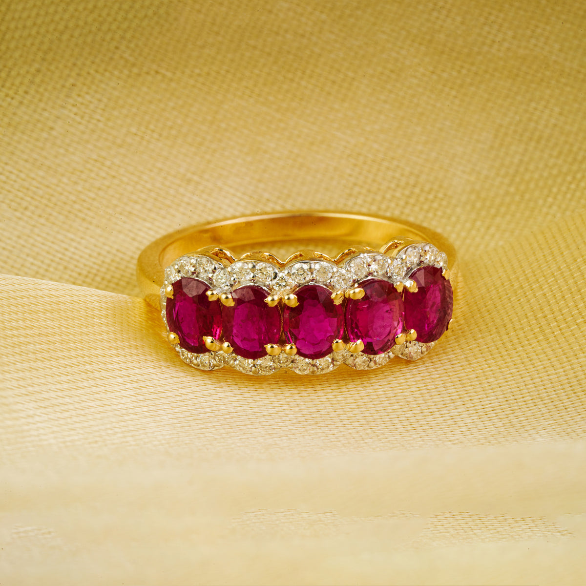 Ruby Diamond Half Eternity Ring