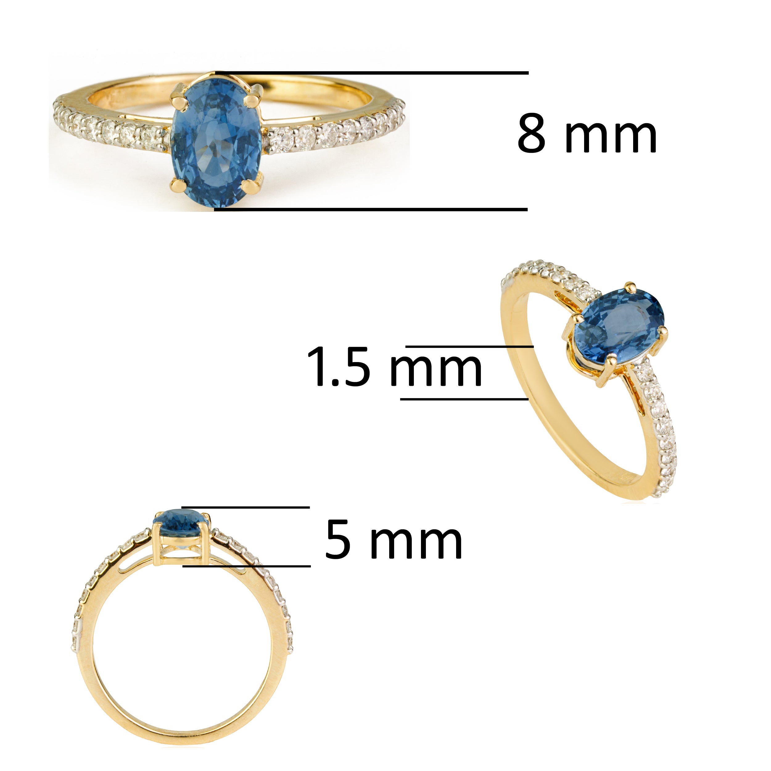 Oval Blue Sapphire Diamond Ring