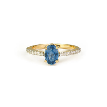Oval Blue Sapphire Diamond Ring