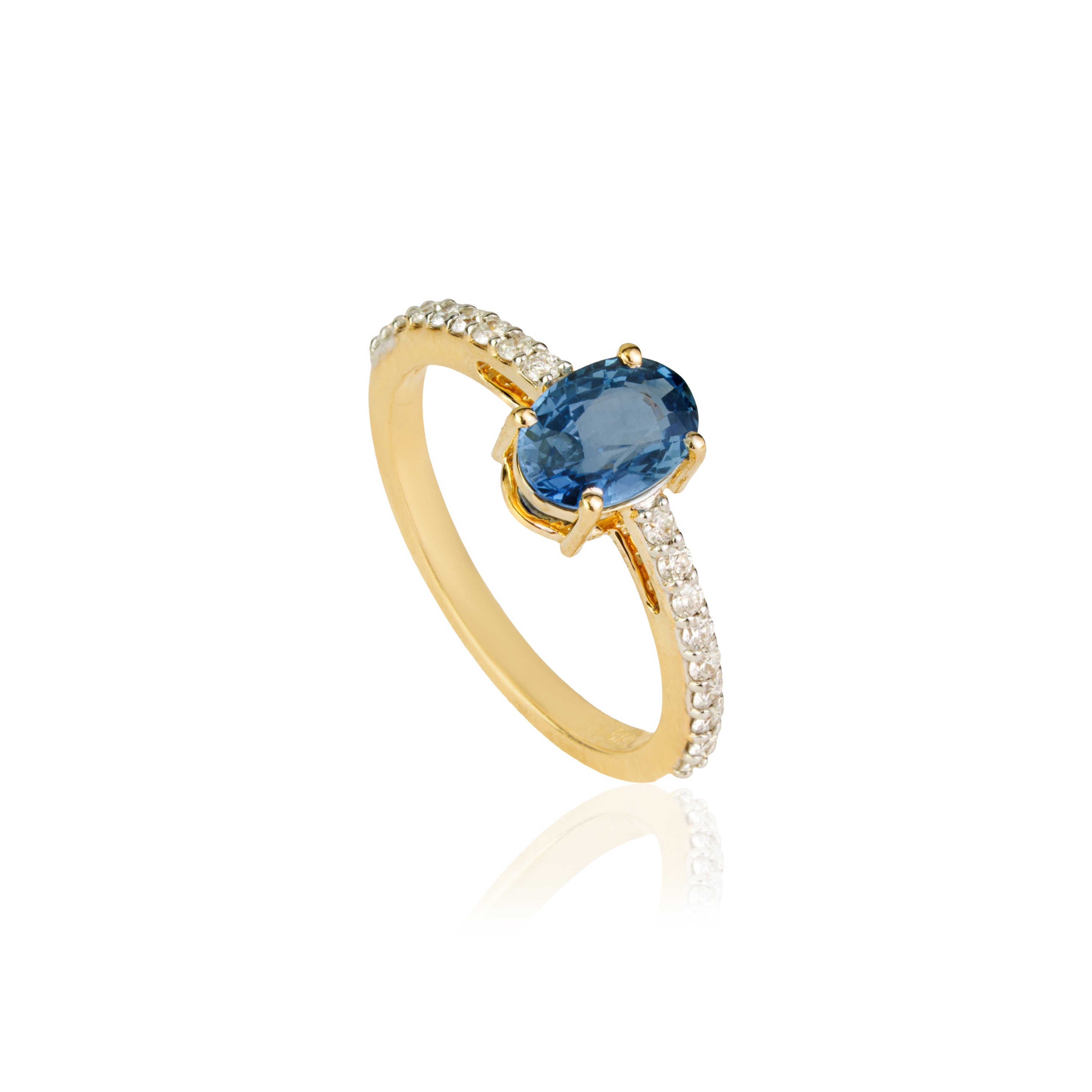 Oval Blue Sapphire Diamond Ring