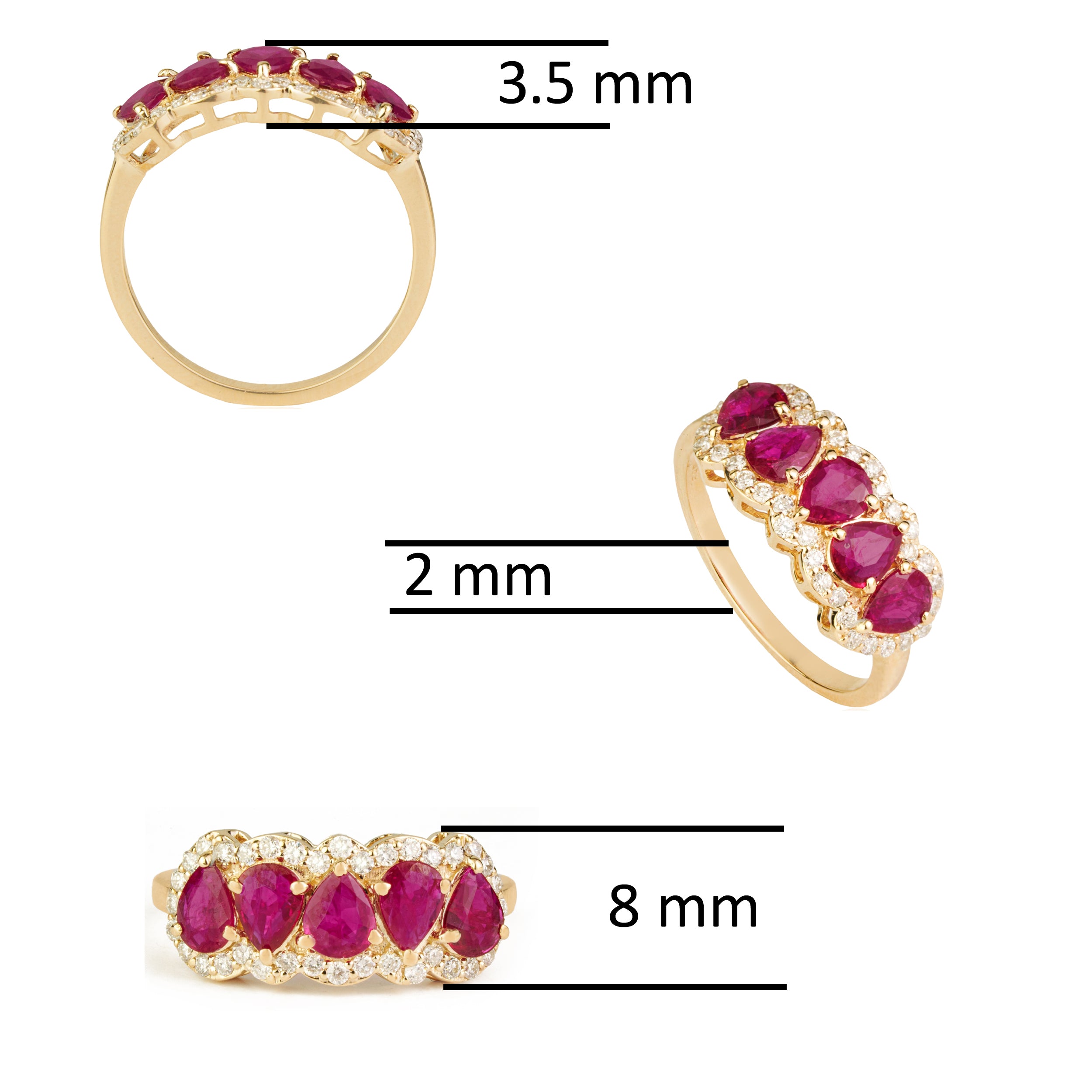 Pear Ruby Diamond Halo Ring