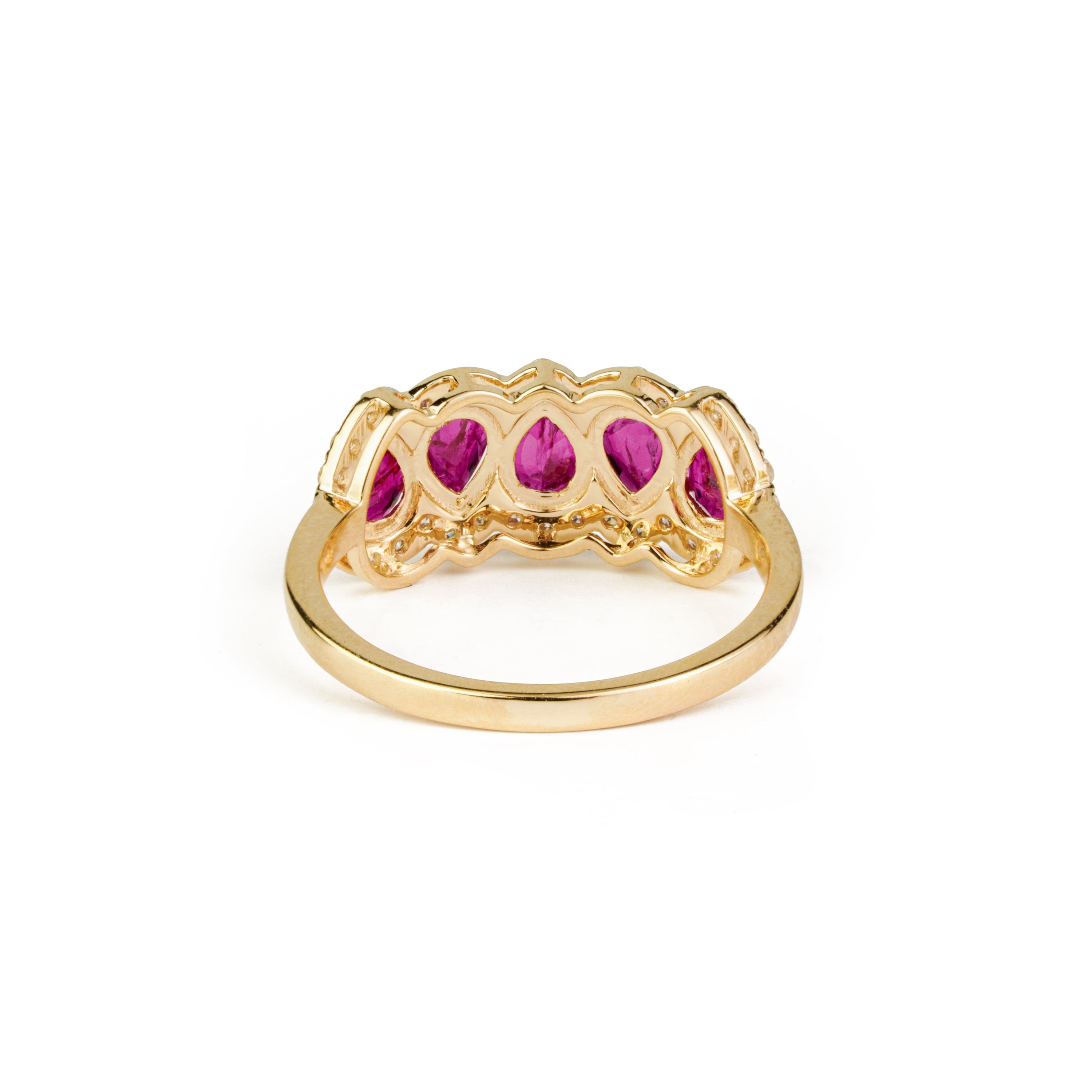 Pear Ruby Diamond Halo Ring