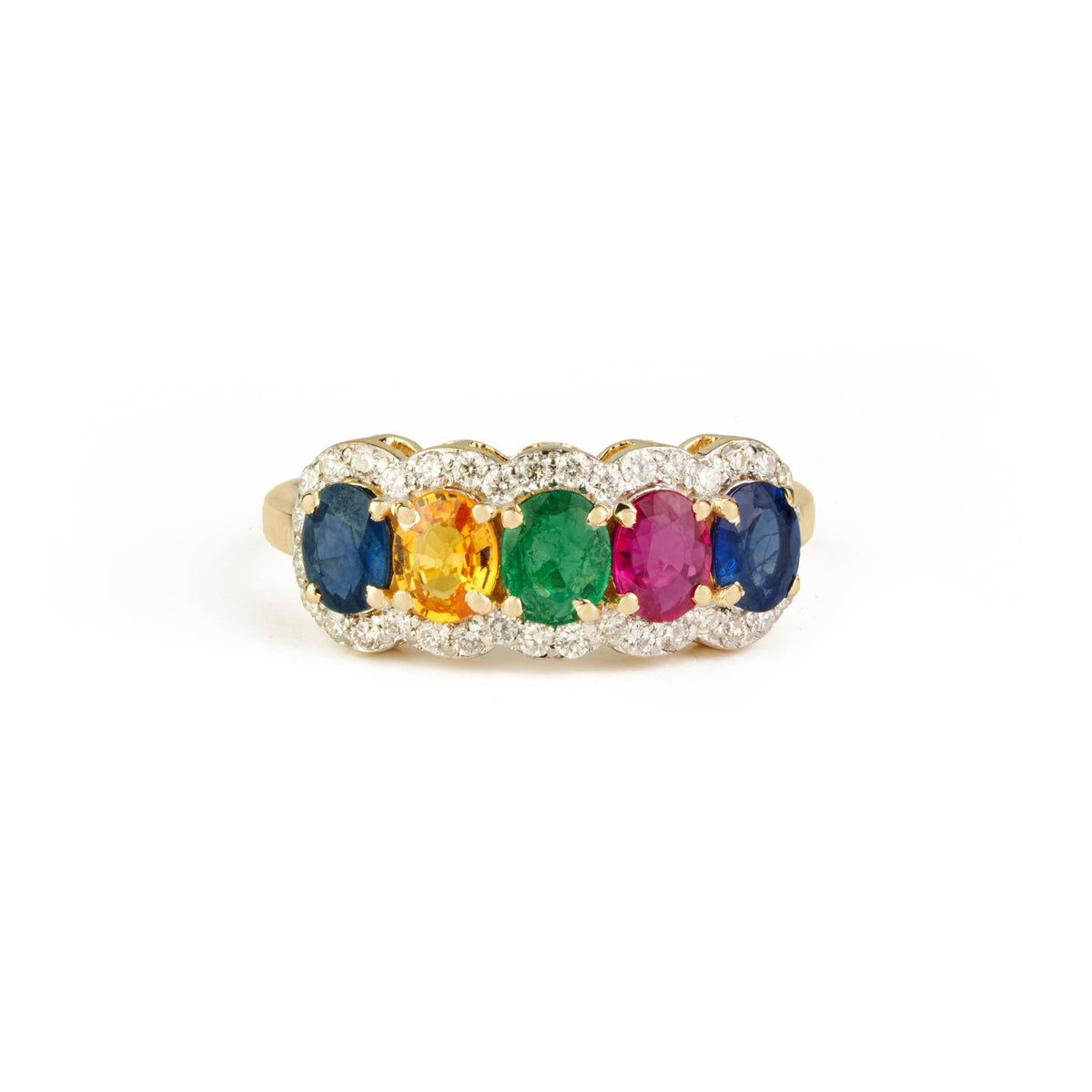 Multi Gemstone Diamond Ring