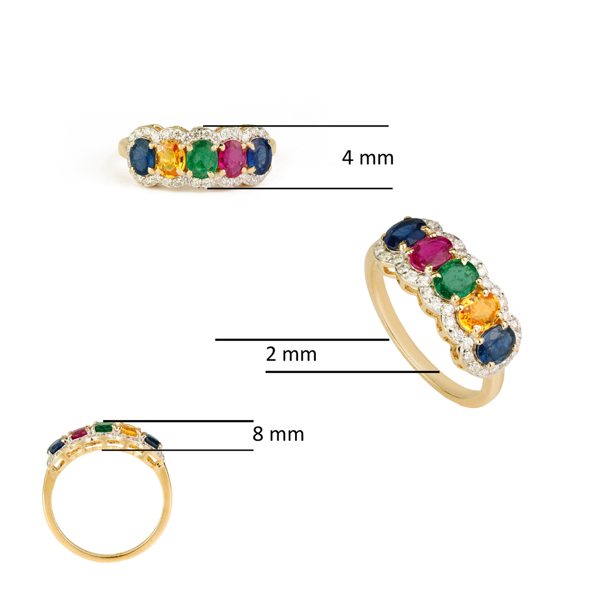 Multi Gemstone Diamond Ring