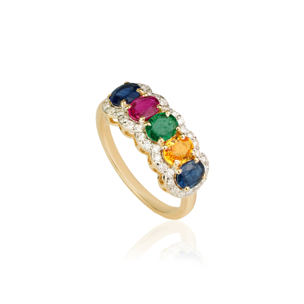 Multi Gemstone Diamond Ring