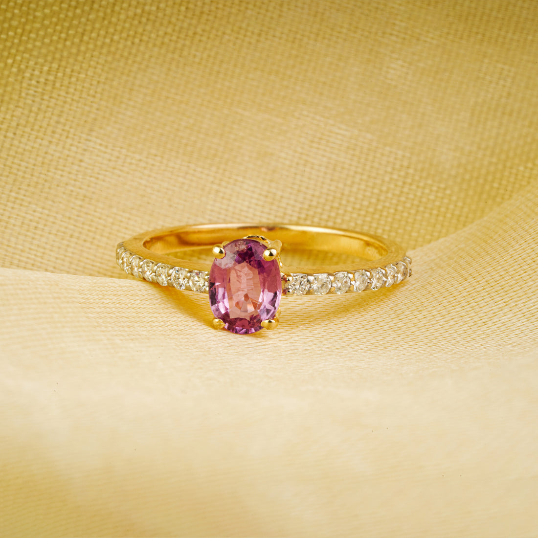 Pink Sapphire Diamond Ring