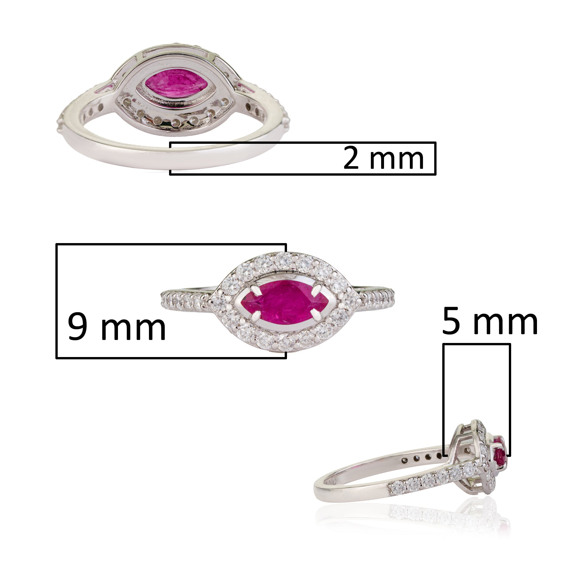 Marquise Ruby Halo Ring