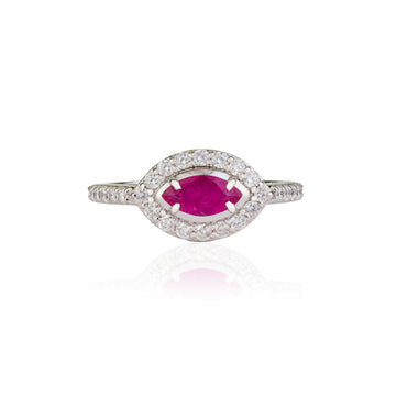 Marquise Ruby Halo Ring