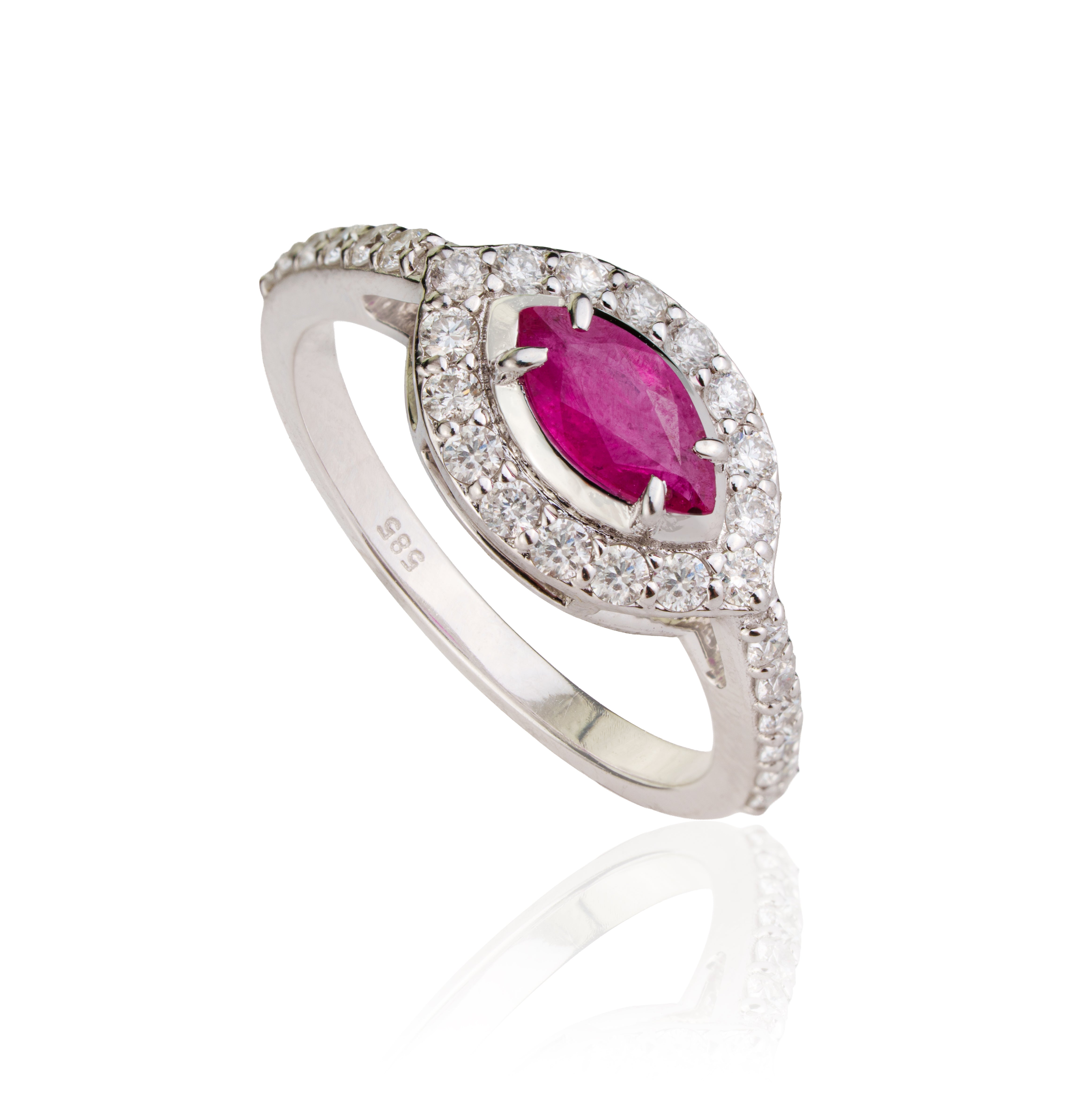 Marquise Ruby Halo Ring