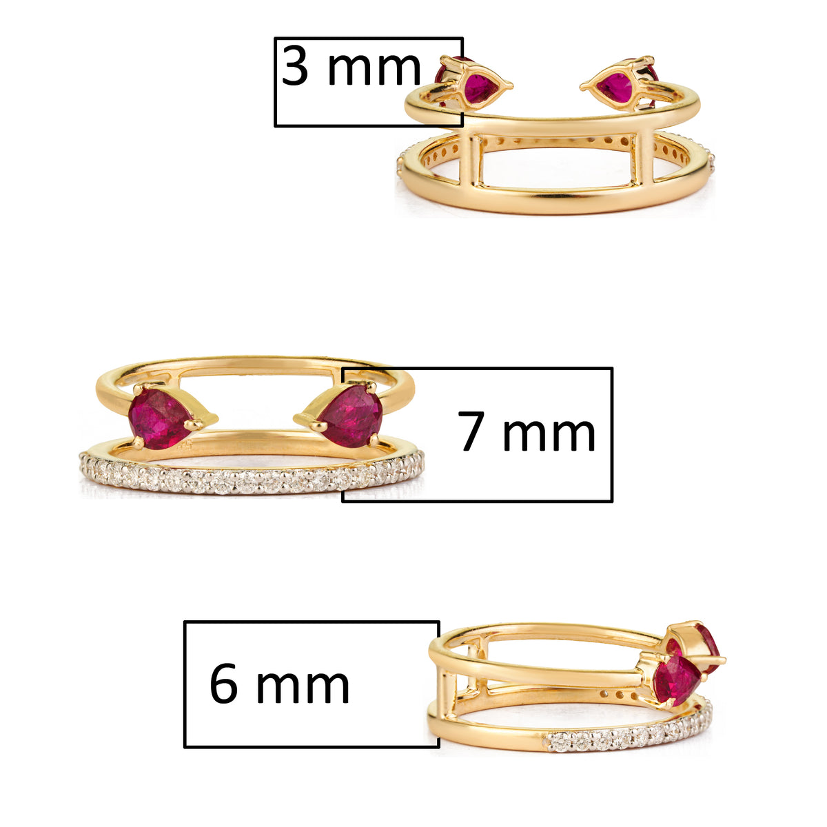 Ruby Open Ring with Diamond