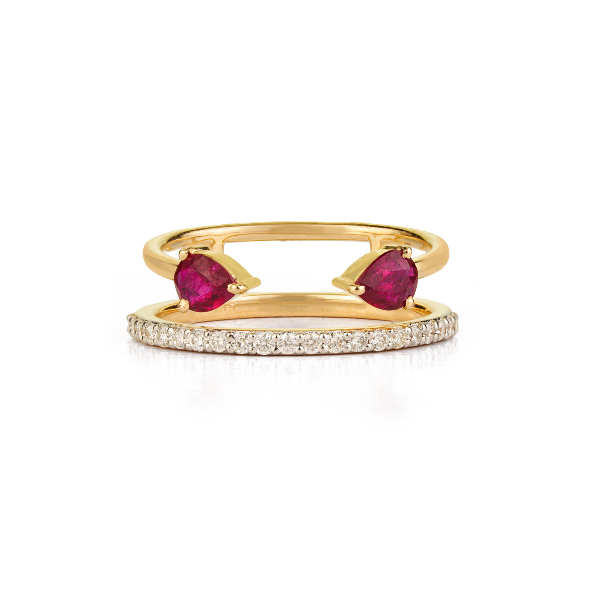 Ruby Open Ring with Diamond