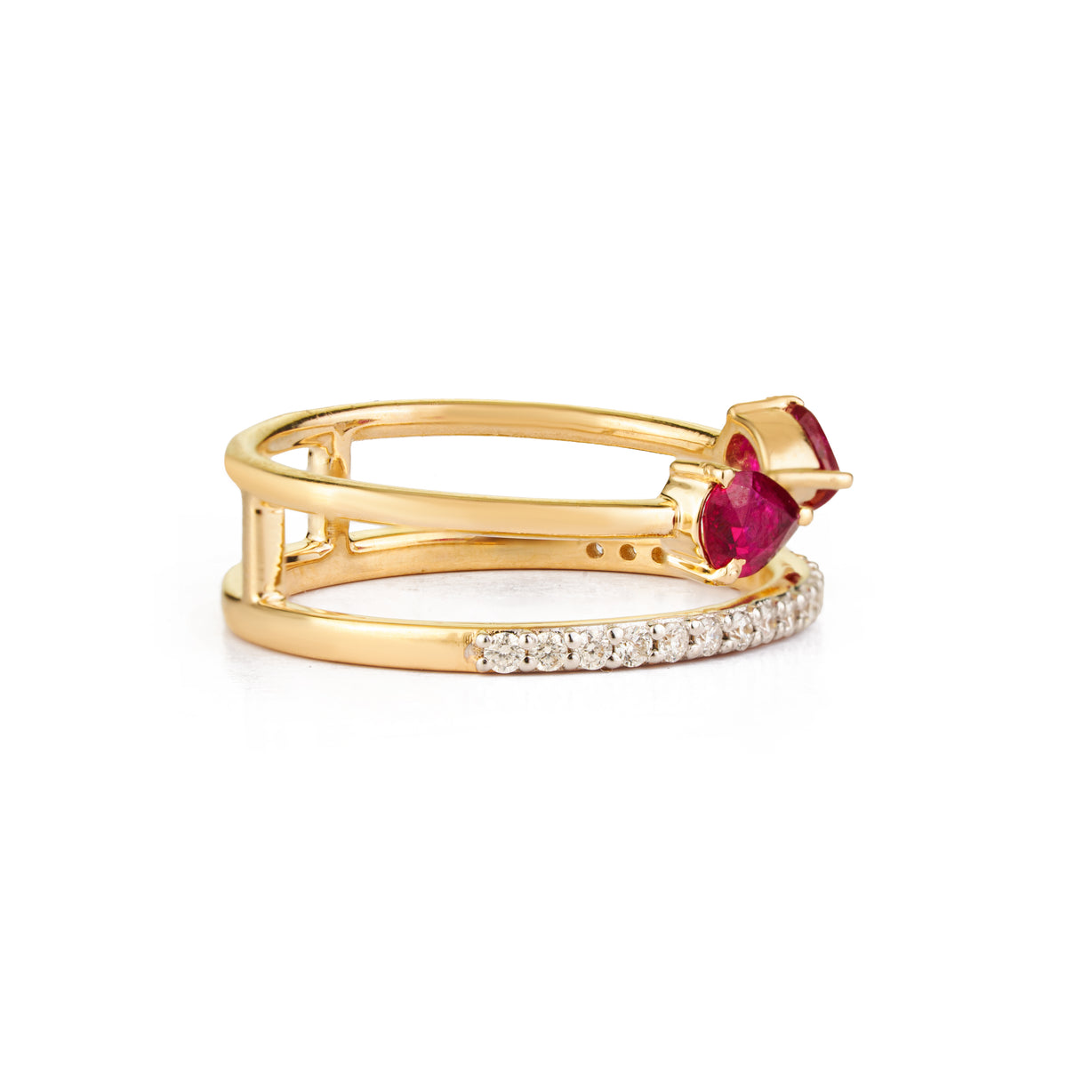 Ruby Open Ring with Diamond