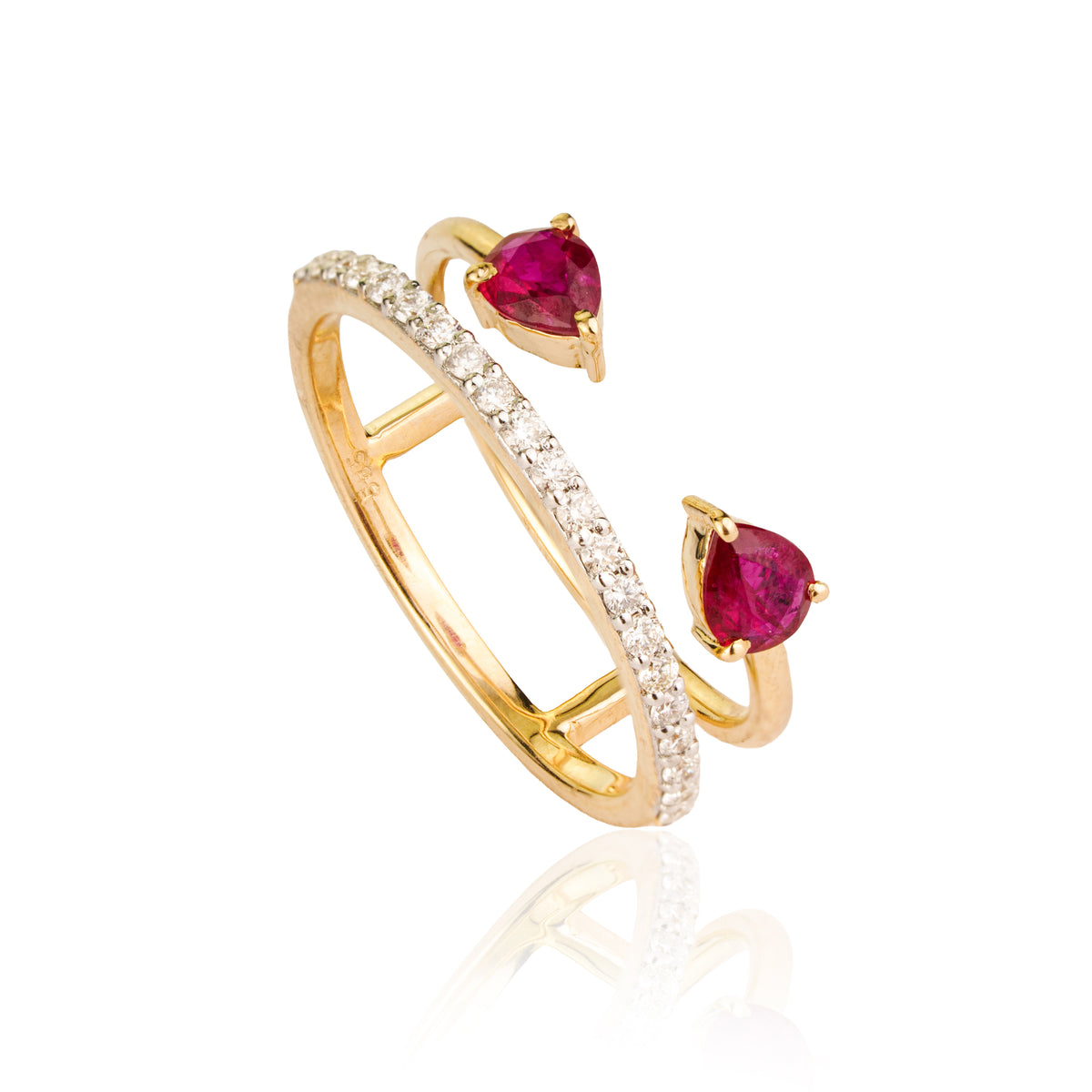 Ruby Open Ring with Diamond