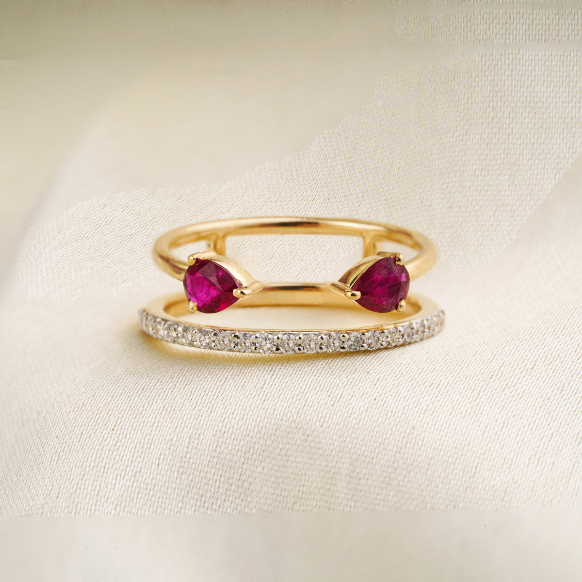 Ruby Open Ring with Diamond