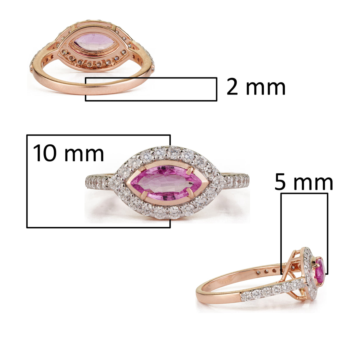 Marquise Cut Pink Sapphire Diamond Ring