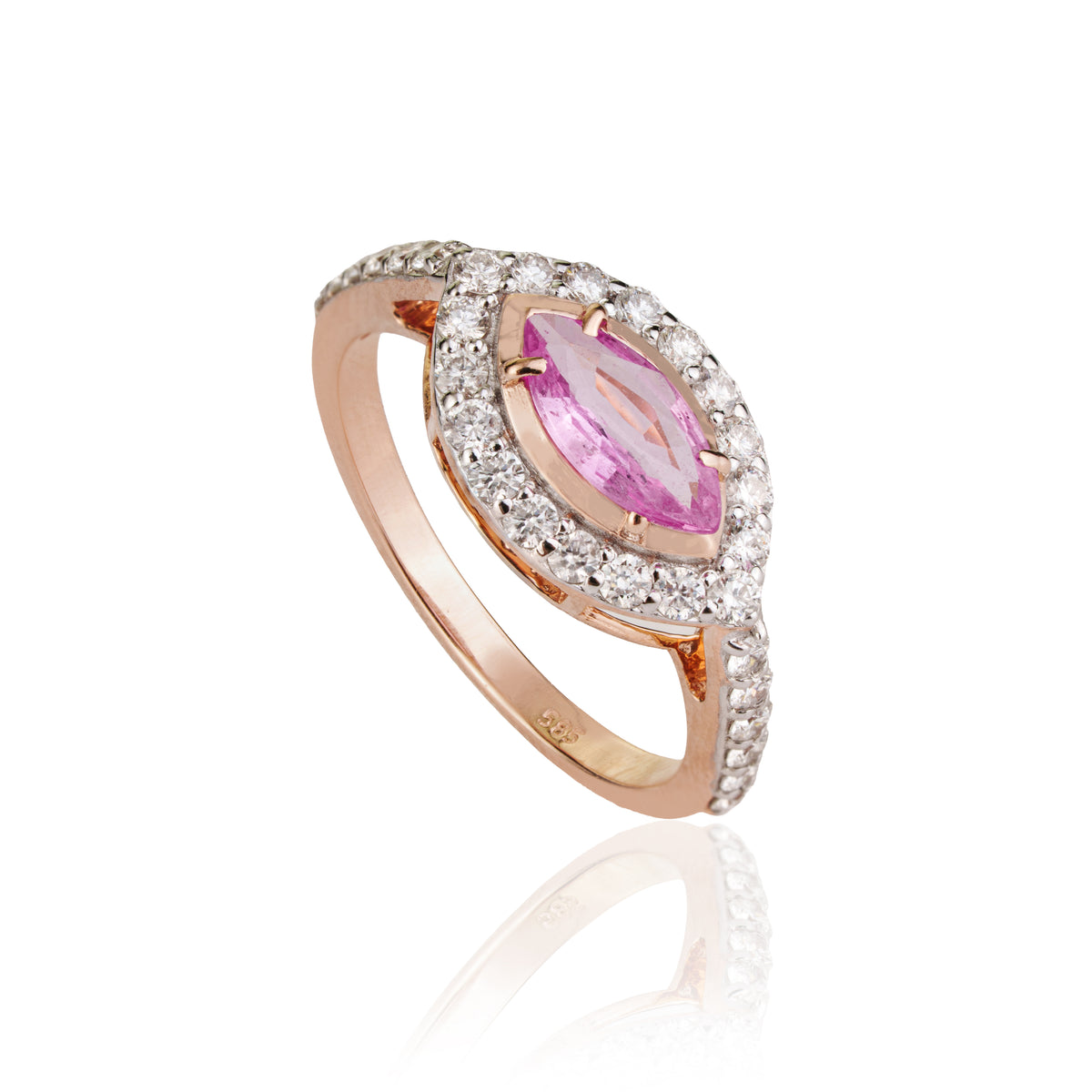 Marquise Cut Pink Sapphire Diamond Ring
