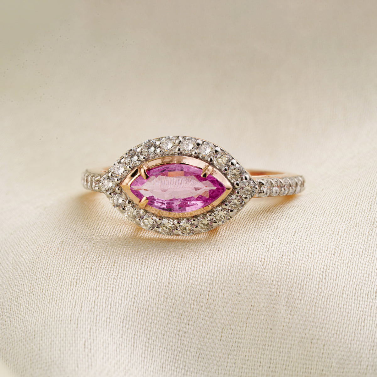 Marquise Cut Pink Sapphire Diamond Ring