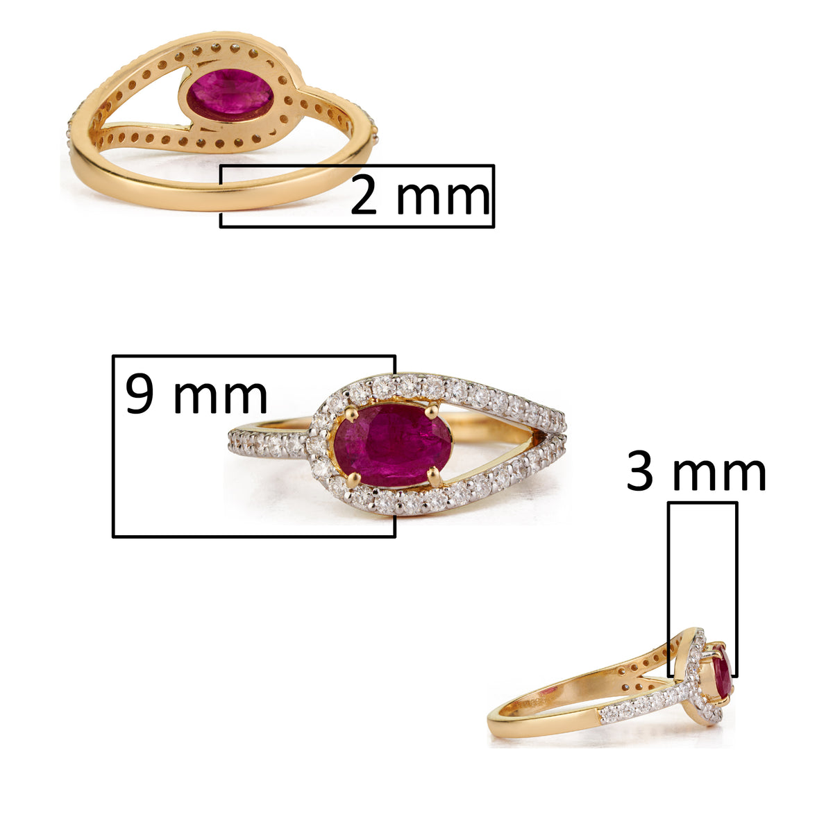 Oval Ruby Diamond Halo Ring