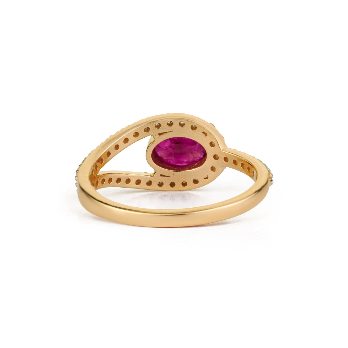 Oval Ruby Diamond Halo Ring