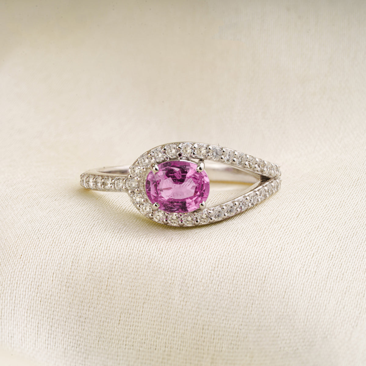 Pink Sapphire Diamond Ring
