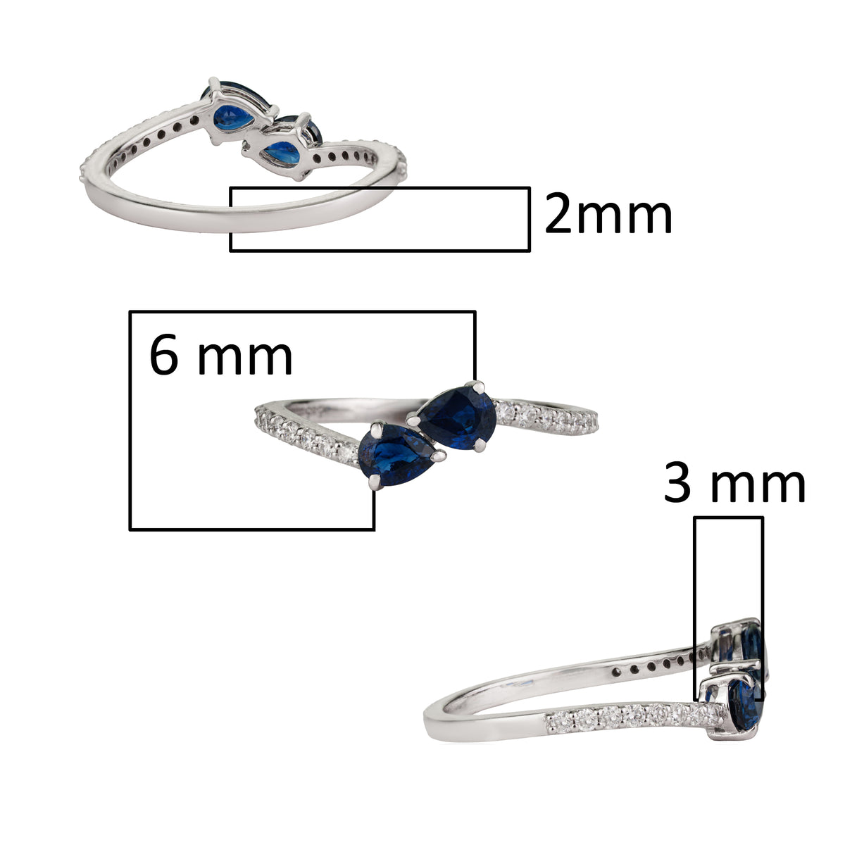Blue Sapphire Toi et Moi Ring