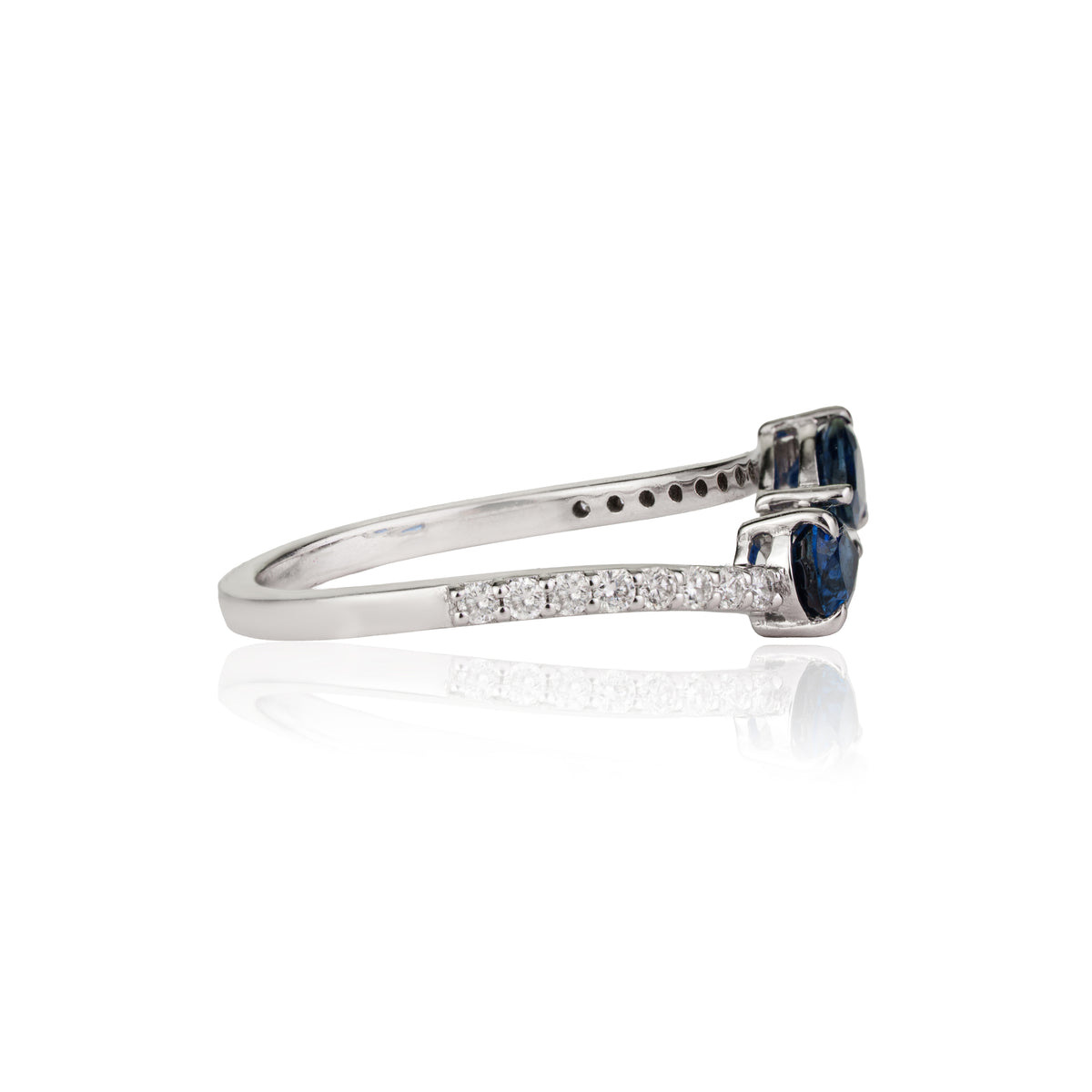 Blue Sapphire Toi et Moi Ring