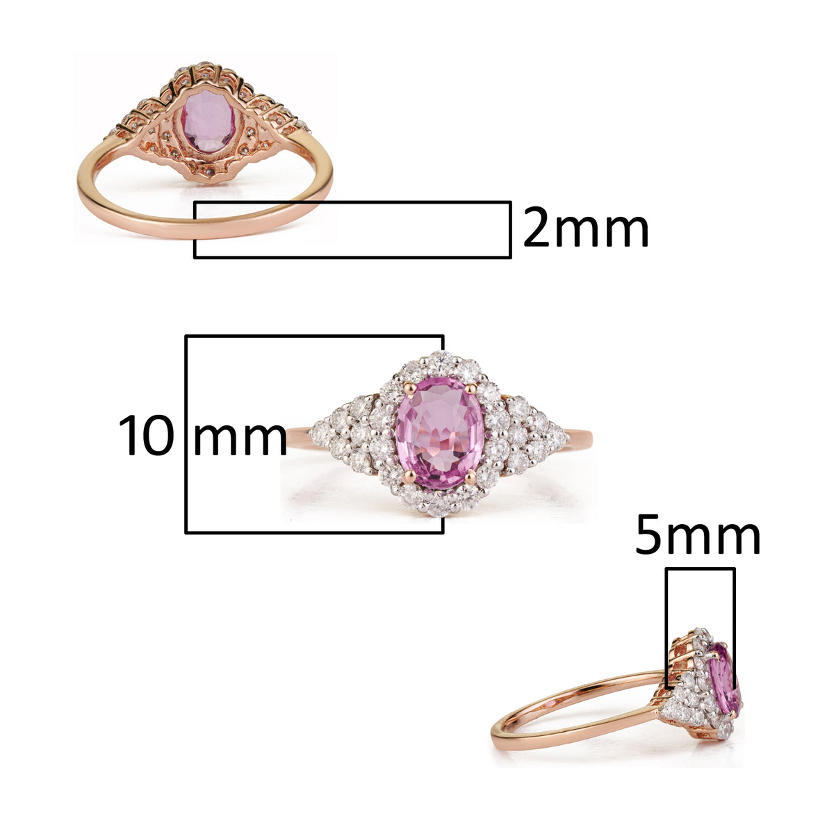 Pink Sapphire Halo Ring