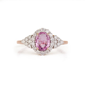 Pink Sapphire Halo Ring