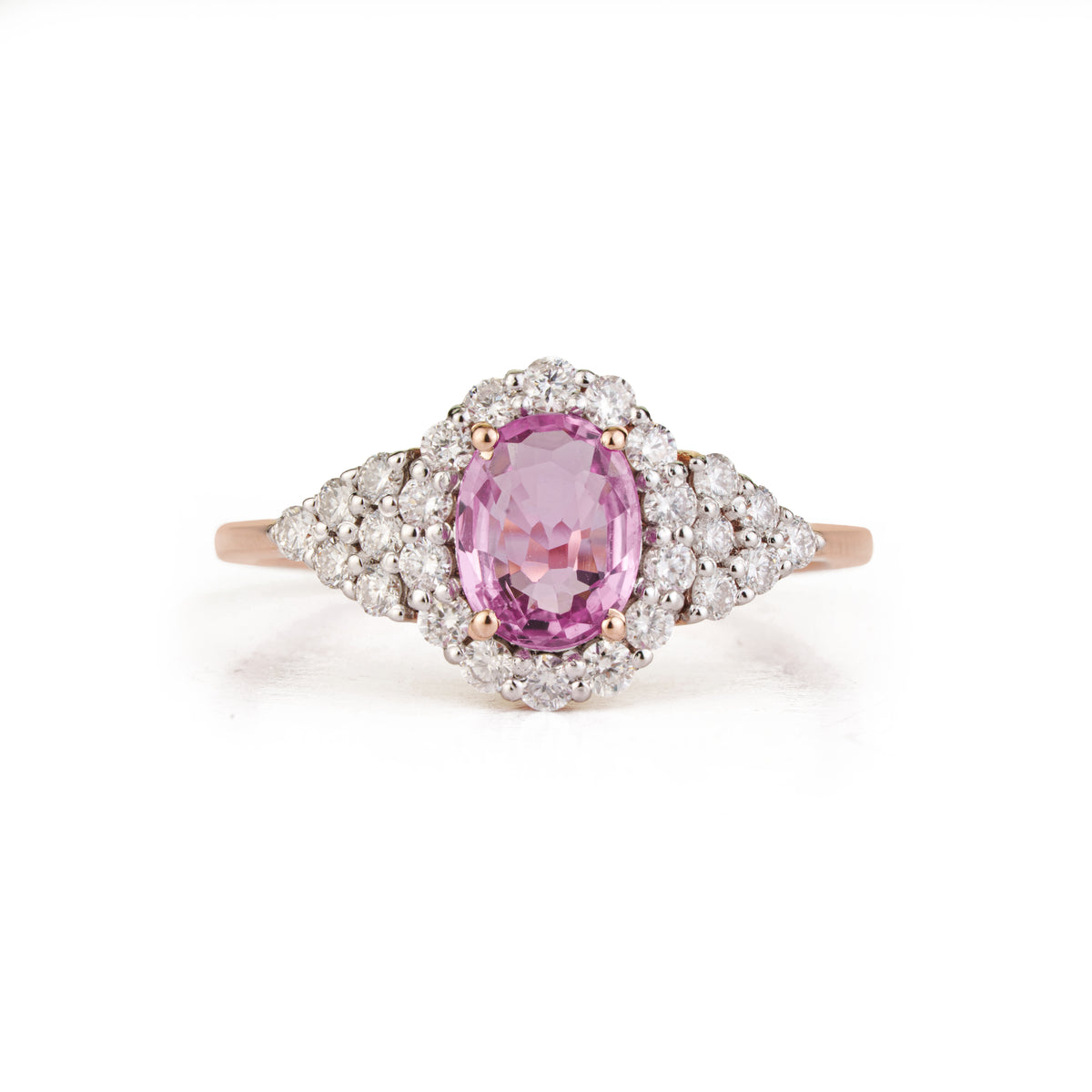 Pink Sapphire Halo Ring