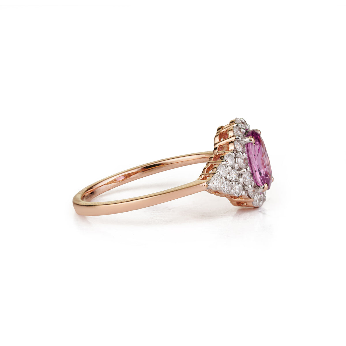 Pink Sapphire Halo Ring