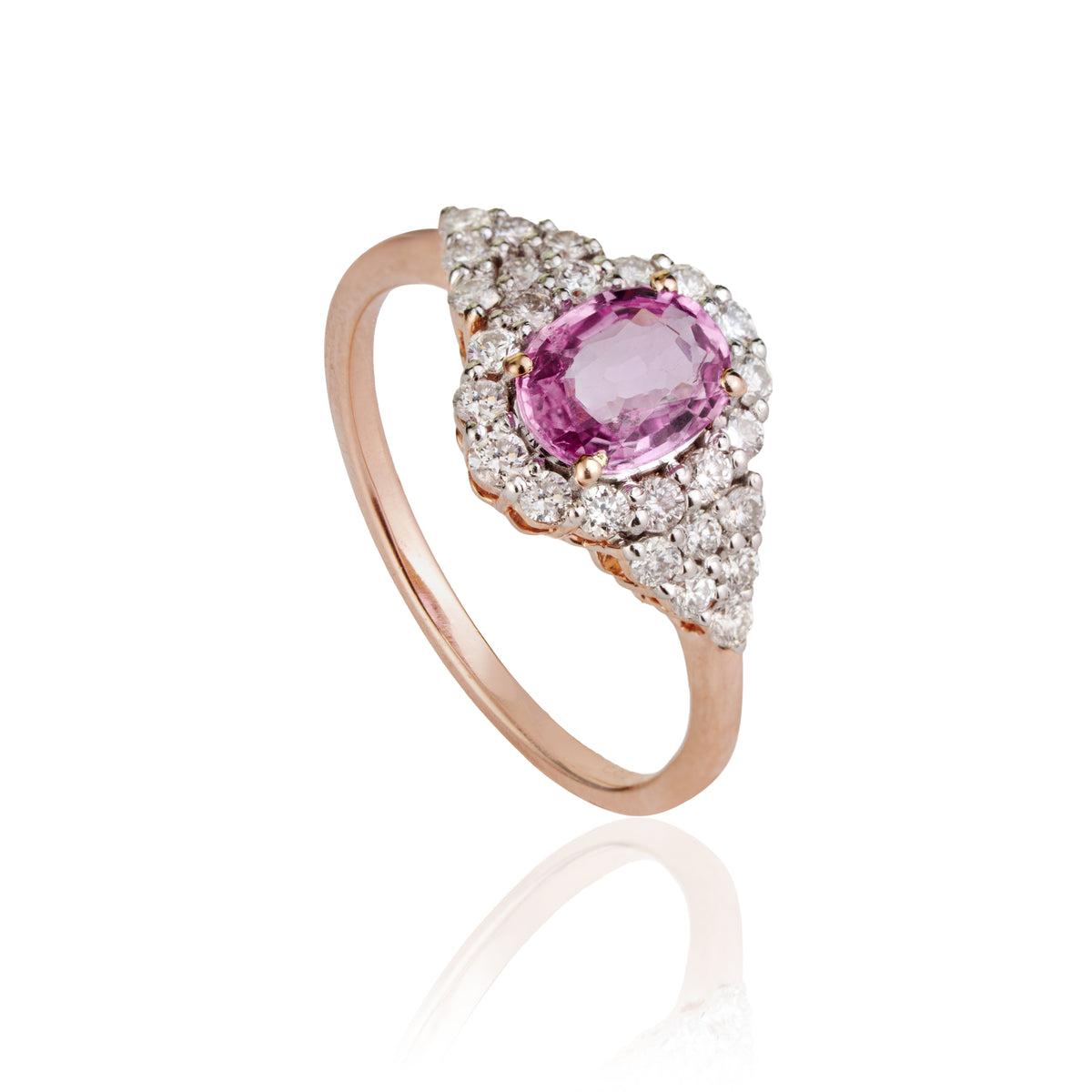 Pink Sapphire Halo Ring