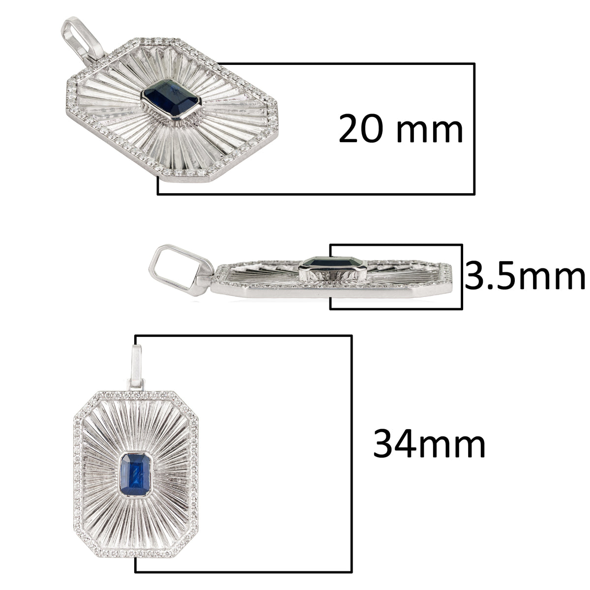 Blue Sapphire Diamond Halo Pendant