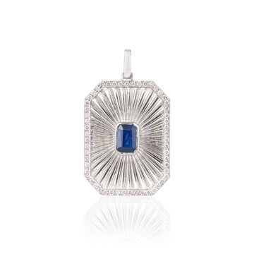 Blue Sapphire Diamond Halo Pendant