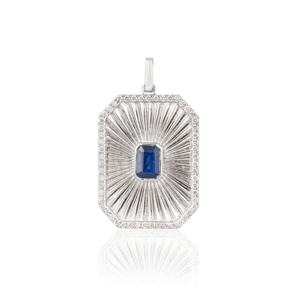 Blue Sapphire Diamond Halo Pendant