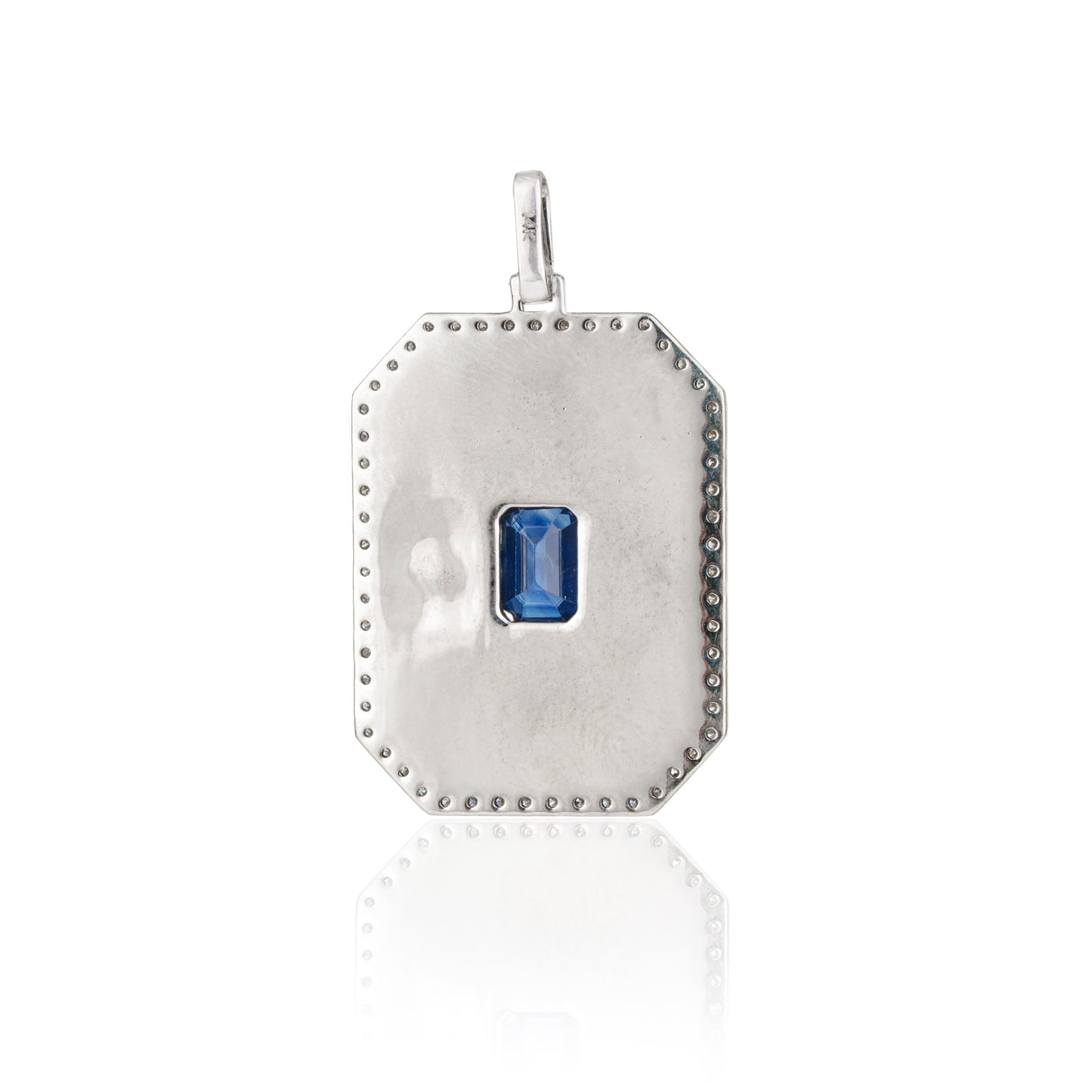 Blue Sapphire Diamond Halo Pendant