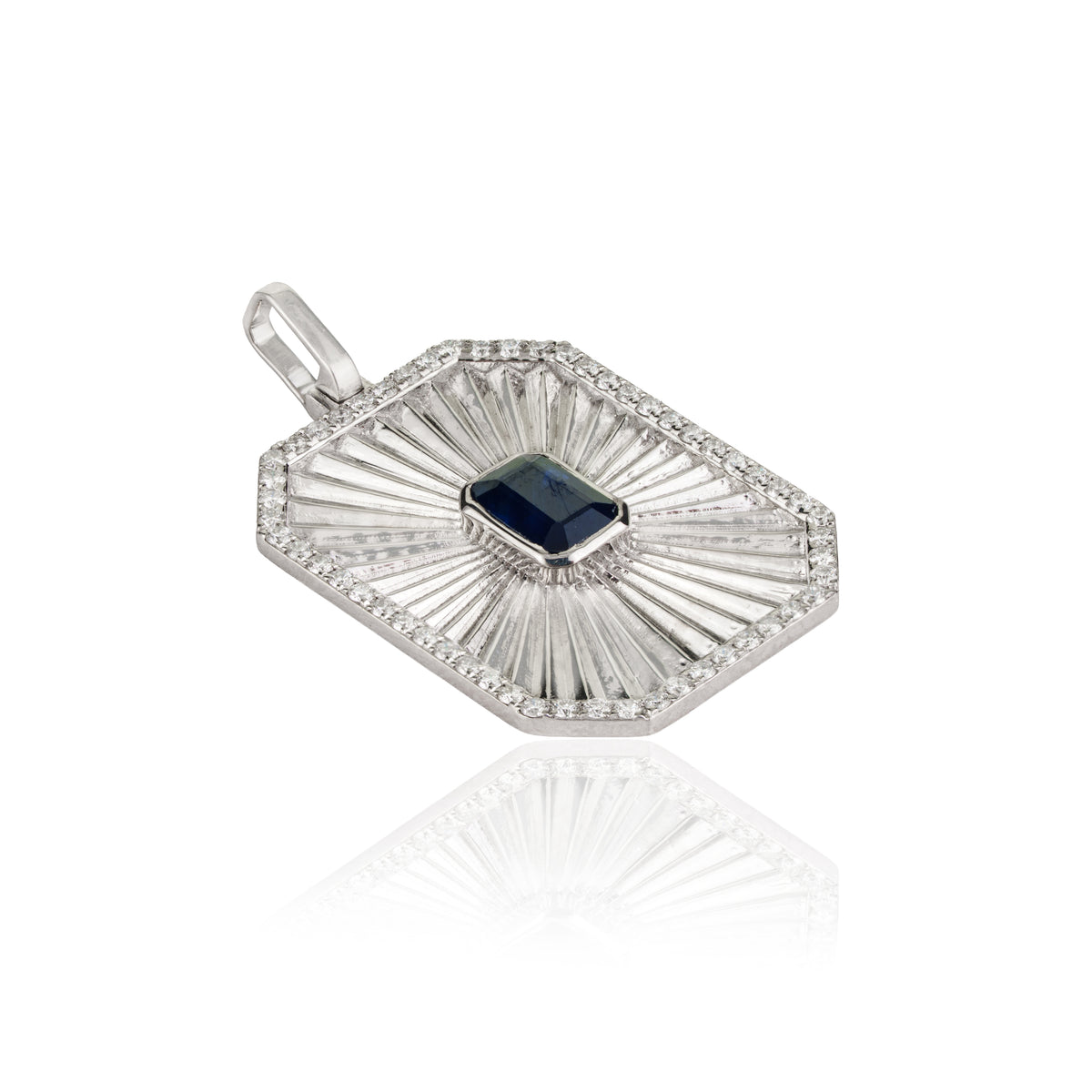 Blue Sapphire Diamond Halo Pendant