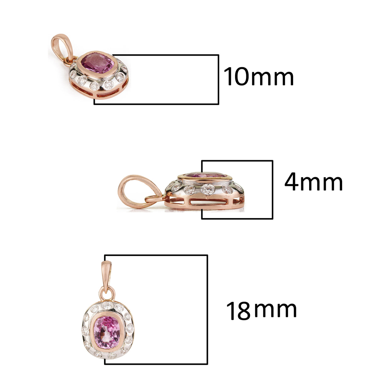 Pink Sapphire Diamond Halo Pendant