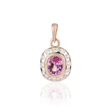 Pink Sapphire Diamond Halo Pendant