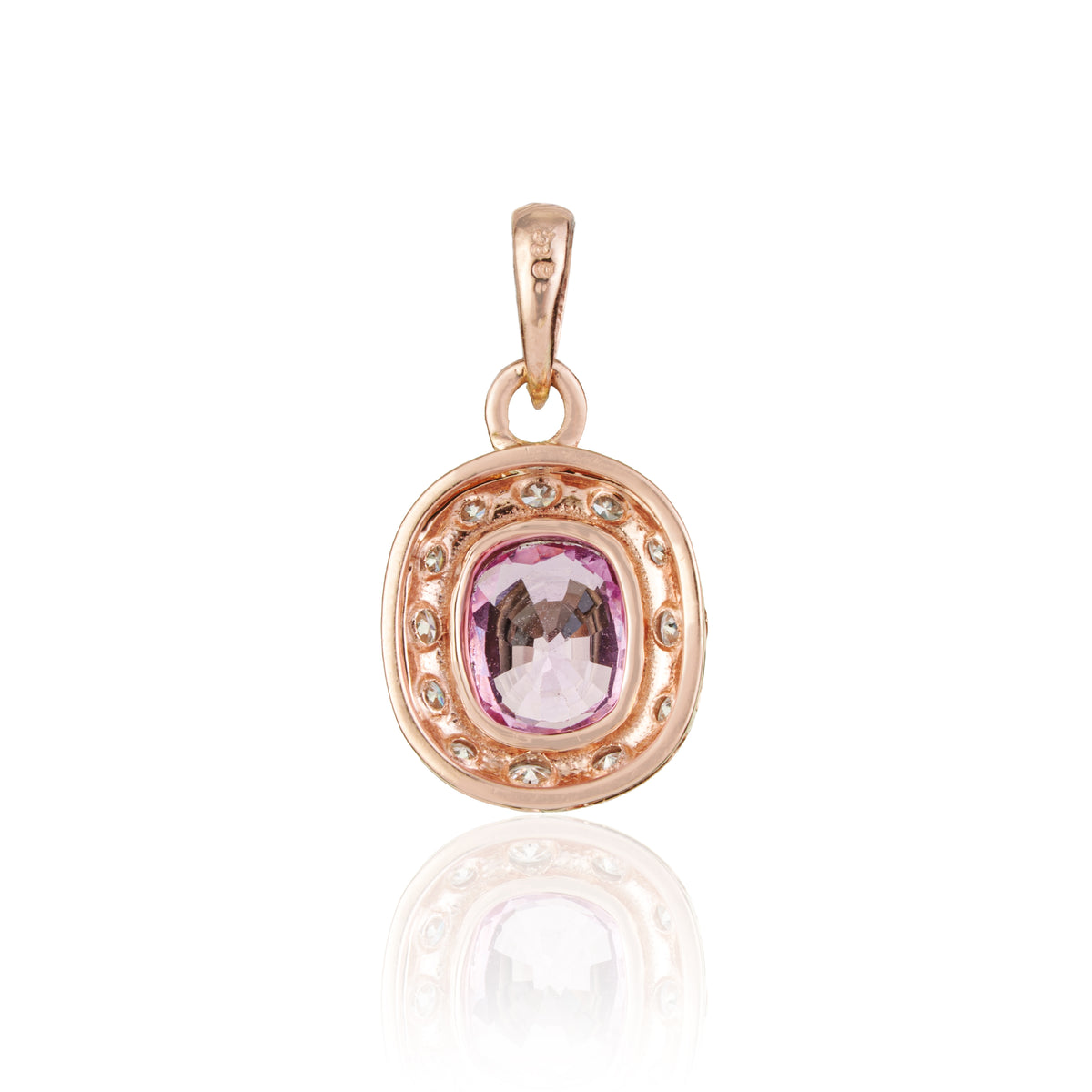 Pink Sapphire Diamond Halo Pendant
