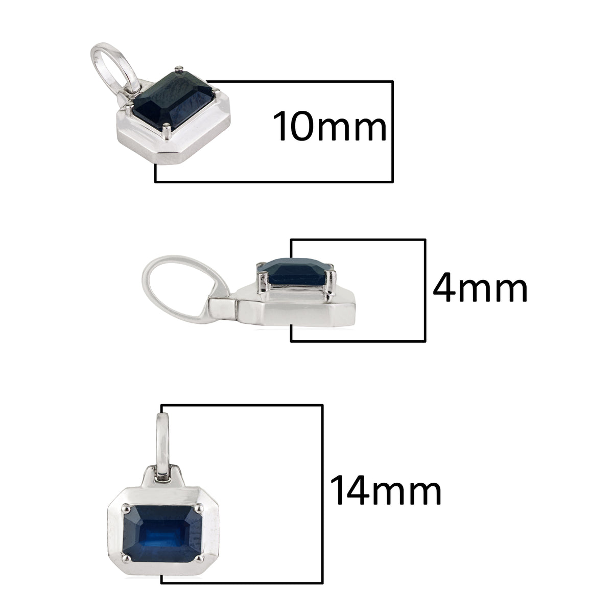 Emerald Cut Blue Sapphire Solitaire Pendant