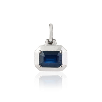 Emerald Cut Blue Sapphire Solitaire Pendant