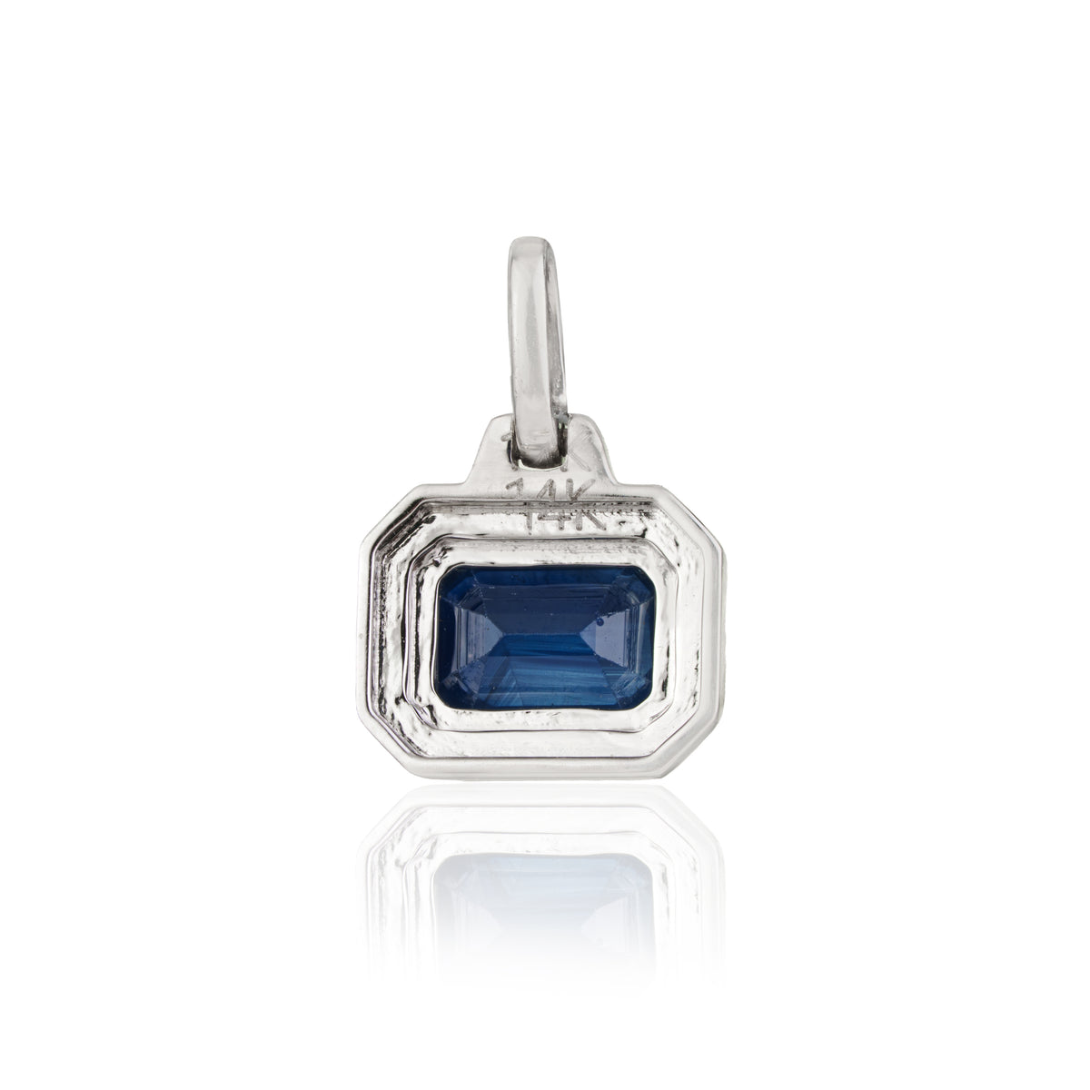 Emerald Cut Blue Sapphire Solitaire Pendant