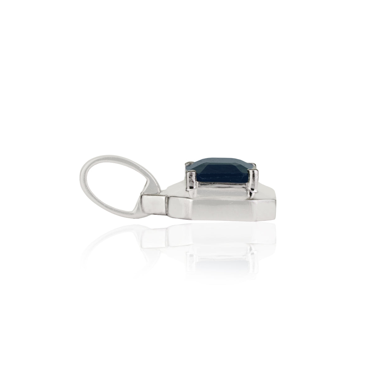 Emerald Cut Blue Sapphire Solitaire Pendant